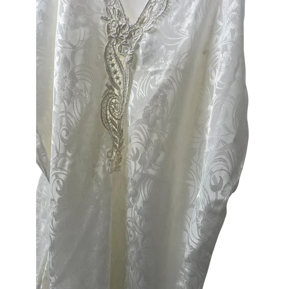 Maiden form Nightgown Damask Lace  Penior Size Large Ivory Vintage